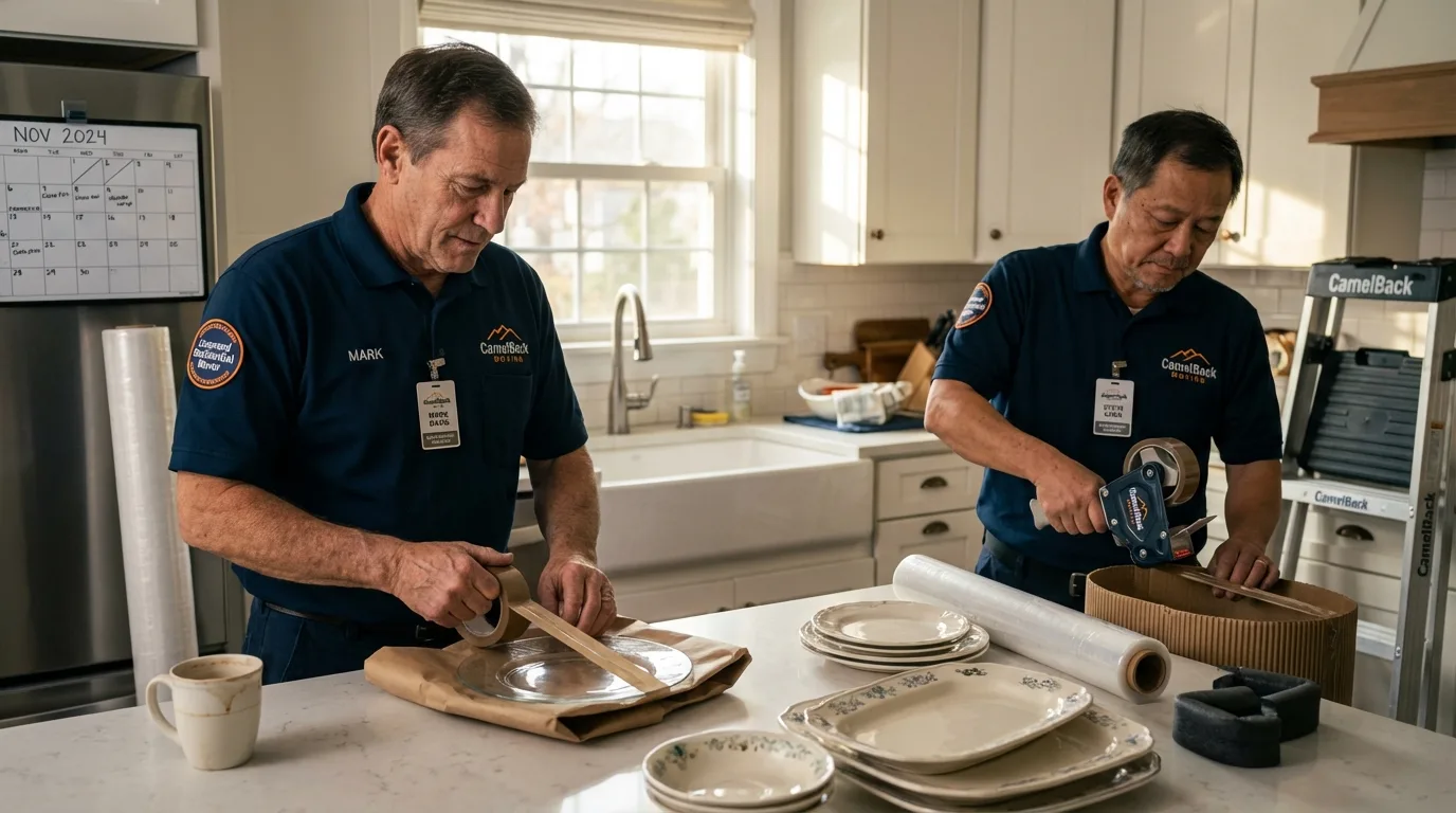 Professional crew packing kitchen dishware in Mount Vernon, KY